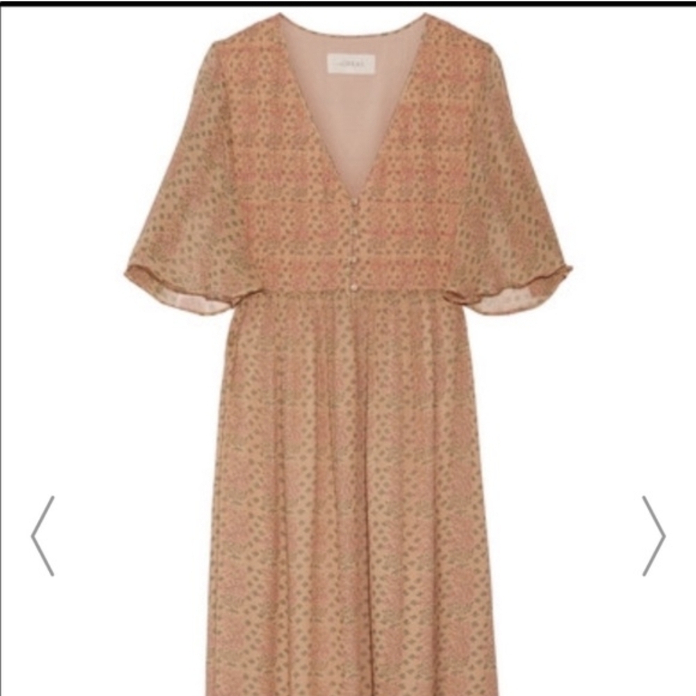 The Great. Manor 100% Silk Maxi Dress Peach Floral 2 NWOT - Picture 2 of 8